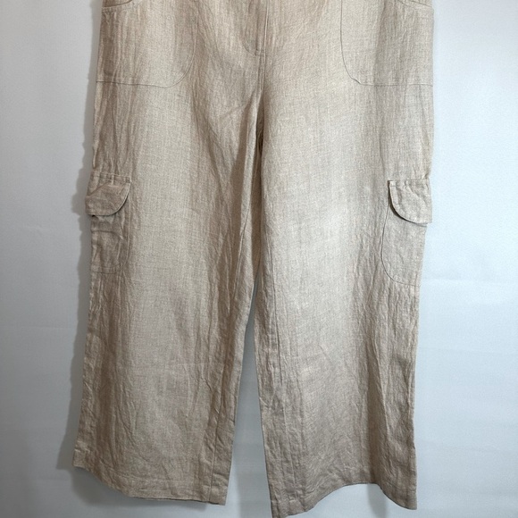 Style & Co Women Size 4 100% Linen Capri Cargo Pants Pockets Buttons Zipper Boho - Picture 4 of 11
